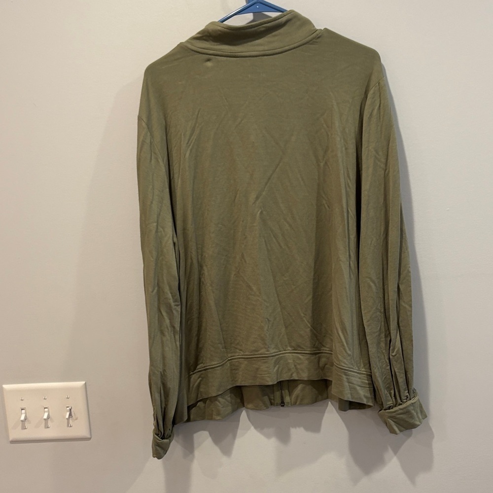 Skinnygirl Olive Green Zip-Up Hoodie with Navy Stripes - Picture 5 of 5